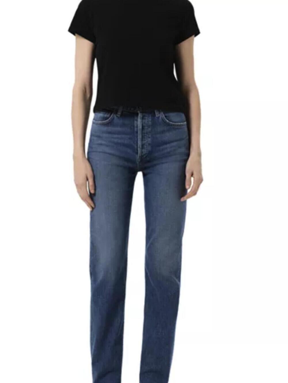 Agolde Straight Leg Jeans in Medium Blue Wash